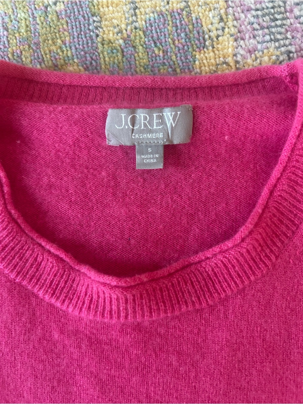 J. Crew Short Sleeve Cashmere Crewneck Sweater - Hot Pink - Picture 2 of 8